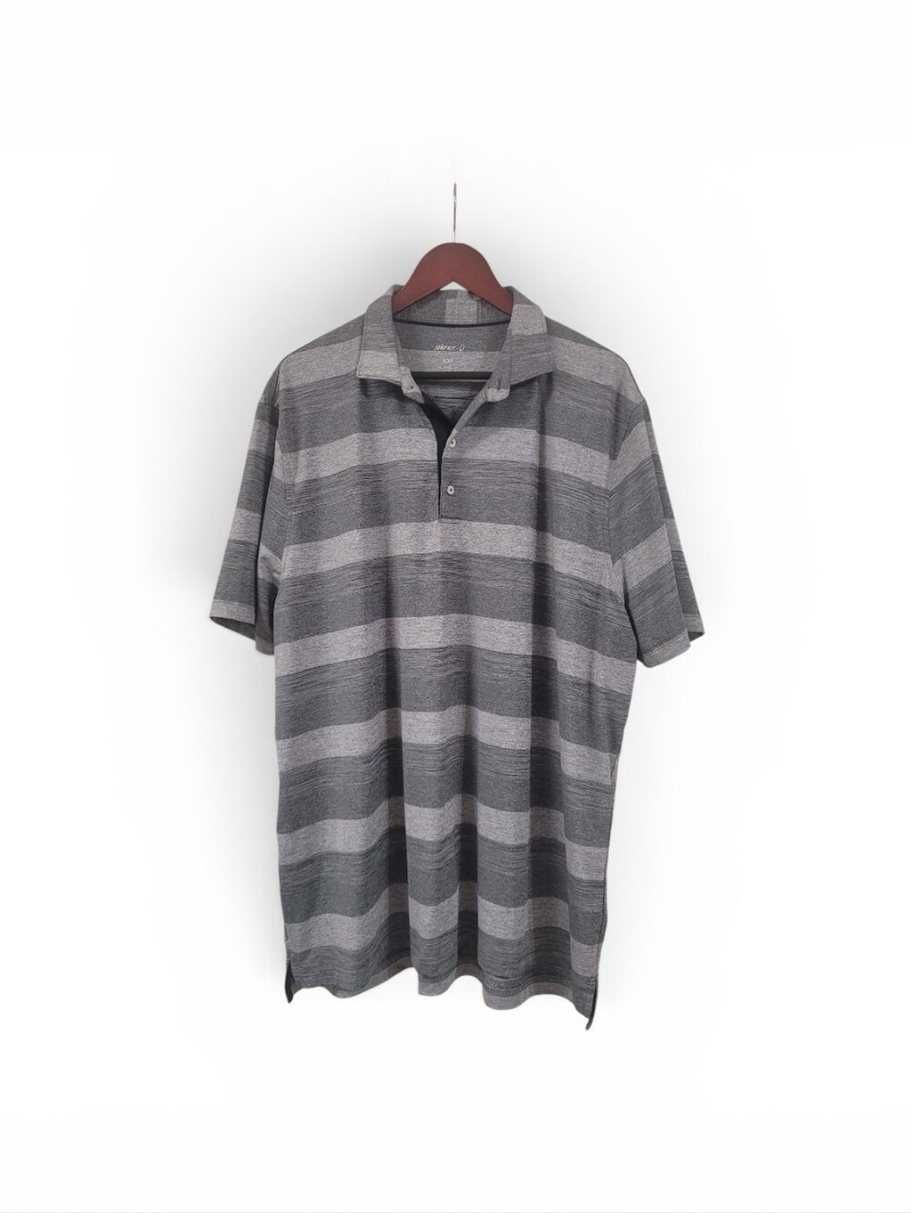 Johnnie O Performance Golf Polo Gray Black Striped Short Sleeve Polo Golf